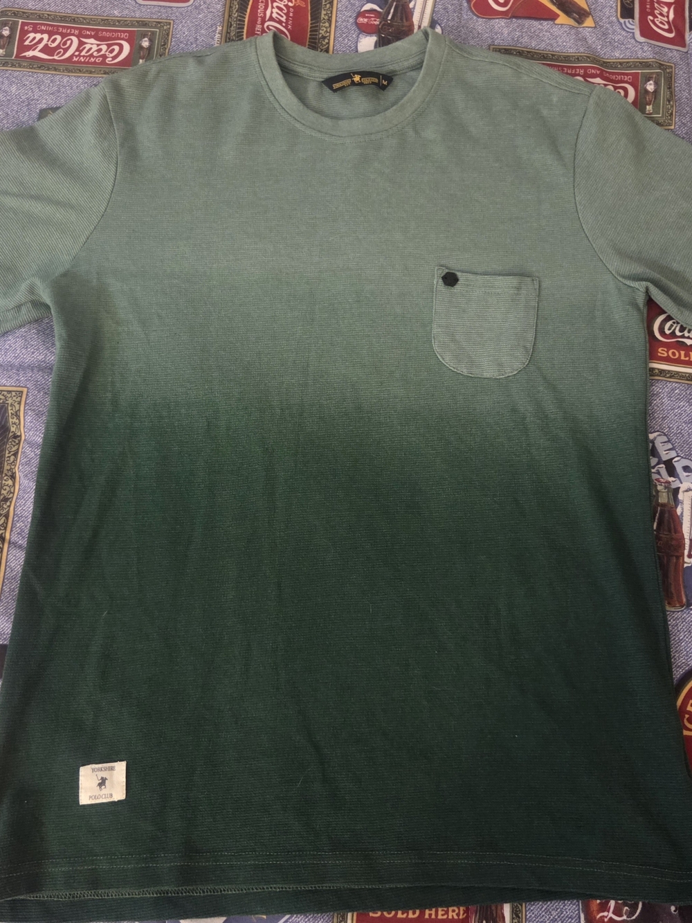 Men's Yorkshire Ralphlauren Ombre Green Crewneck Pocket Tee